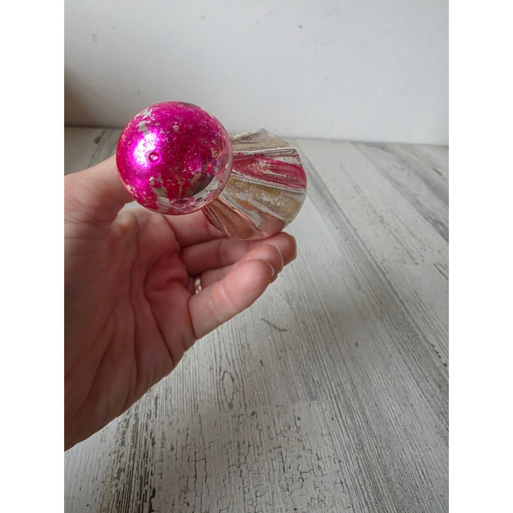 Antique parachute indent fluted air balloon pink teardrop class ornament Xmas - Picture 7 of 7
